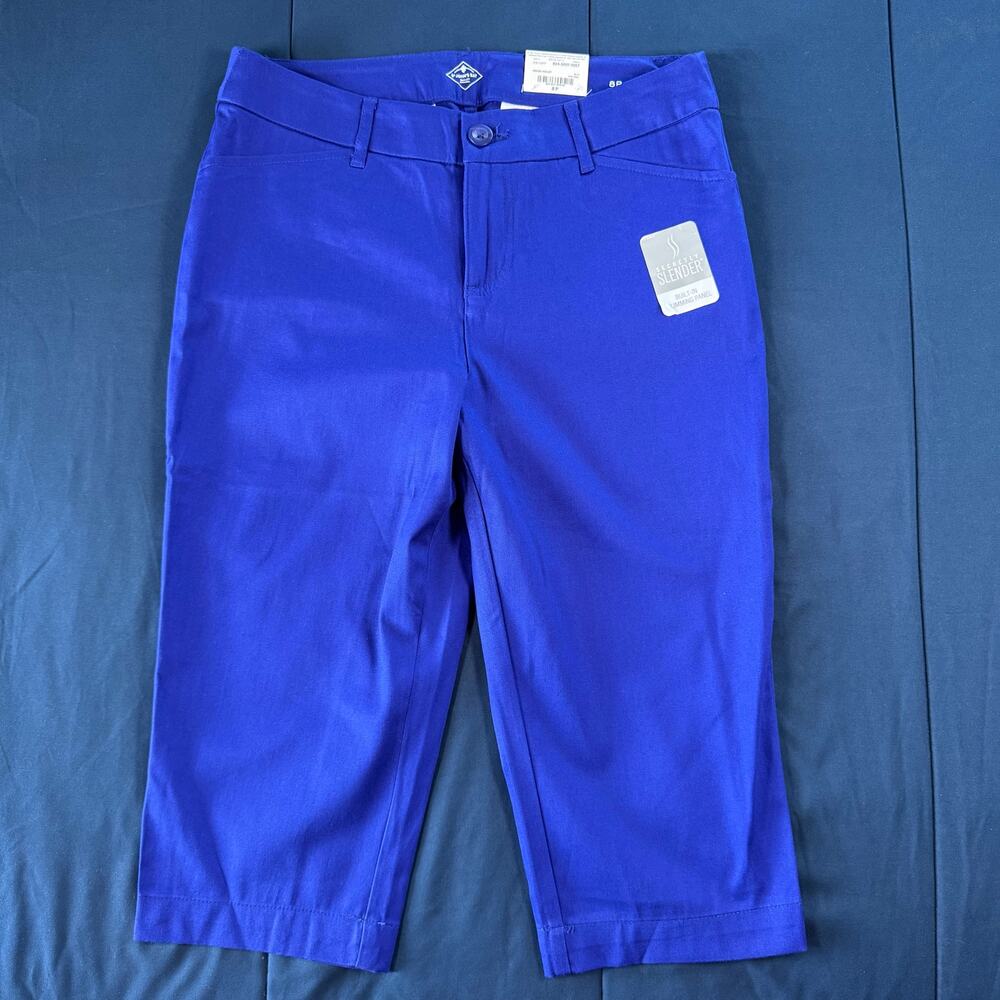 St. John's Bay Petite Capri Pants Women's 8P Verve Violet Mid Rise Stretch NWT